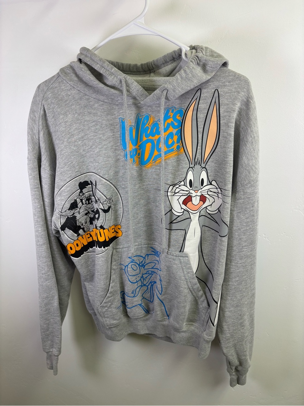 LOONEY TUNES HOODIE PULLOVER 
WOMEN MEDIUM
GRAY MULTI COLOR COTTON POLYESTER